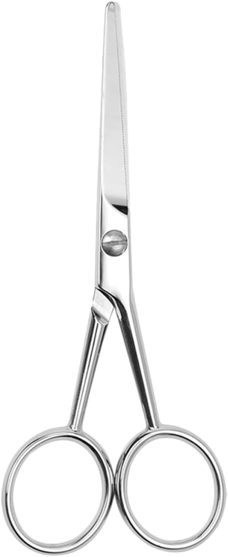 TEHAUX Stainless Steel Mustache Scissors for Men, Anti-slip Beard Trimming Grooming Scissors, Small Precision Haircutting Tool for Facial Hair Care