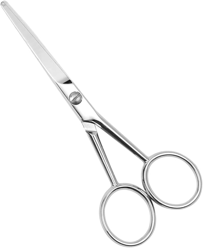 PRETYZOOM Stainless Steel Anti-Slip Mustache Scissors Beard Grooming Small Precision Hair Cutting Scissors for Men Bathroom Use