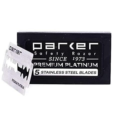 Parker, 45R Heavyweight Double Edge Safety Razor – 3 Piece Design with 4 Inch Handle - Solid Brass Frame for Durability –5 Parker Double Edge Razor Blades included
