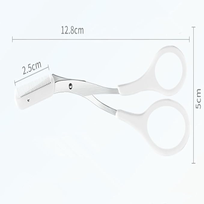 Eyebrow Trimming Scissors with Built-in Comb, Stainless Steel, Precise Grooming Tool
