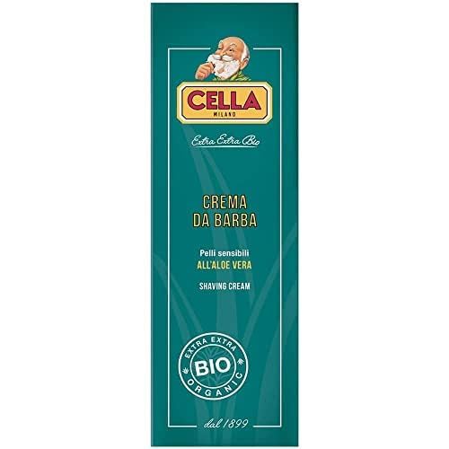 Cella Milano Organic Aloe Vera Shaving Cream – 150 ml – For Use With Shaving Brush – Rich Protective Lather, Made in Italy