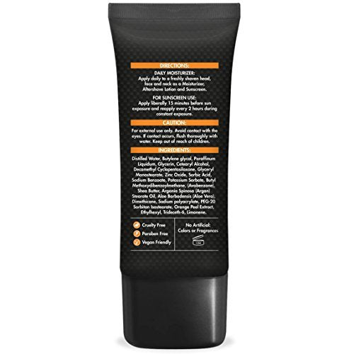 Anti Aging Daily Aftershave for Men - All Natural Mens Face Cream and Moisturizer with Argan, Shea & Aloe Facial Fuel for Sensitive, Dry, Oily or Combo Skin, 2.6 oz