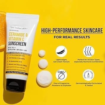 Generic Dr ShethS Vitamin C Sunscreen | For Deep Moisturization | Non-Greasy, Quick-Absorbing | Zero White | For Women & Men | Sun Protection | 50g
