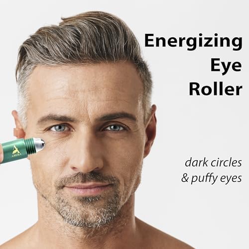 Abera Eye Roller & Essence for Men – Day & Night Treatment for Puffy Eyes & Dark Circles – Under Eye Bags Treatment with Cooling Mint Roller + Anti-Aging Serum