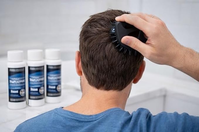 Men Hair Loss Regrowth Revitalizes Hair Follicles 5% Minoxidil Topical Solution 3 Months Supply Size 3 X 2 Fl. Oz (60 Ml) Original + Applicator Bottle Scalp Massager