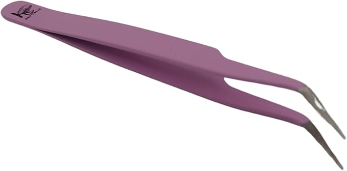 Violet Curved Professional Tweezer Great For Eyebrow, Eyelash, Facial, Ear, Nose & Ingrown Hair Remover Treatment. Make Perfect Eyebrow Shapes (Violet)