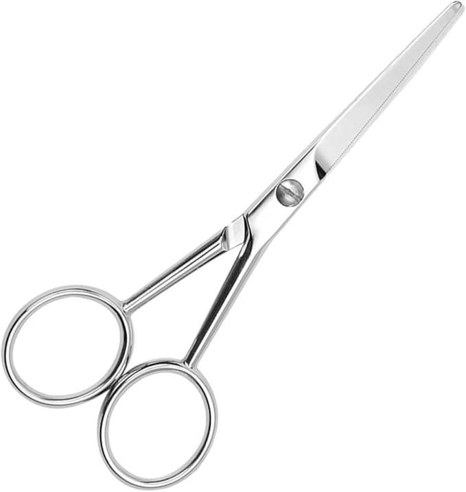 GALPADA Stainless Steel Mustache Scissors and Beard Grooming Scissors with Non-slip Handle for Men Small Facial Hair for Precise Trimming and Styling