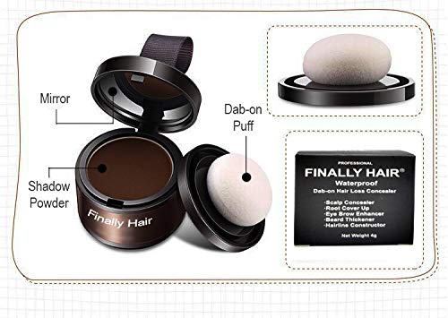 Finally Hair Waterproof Light Brown Hairline Shadow Powder, Hairline Concealer, Root Cover Up, Dab It Onto Thinning areas, Takes Gray Away, Fill In Your Beard (Light Brown)
