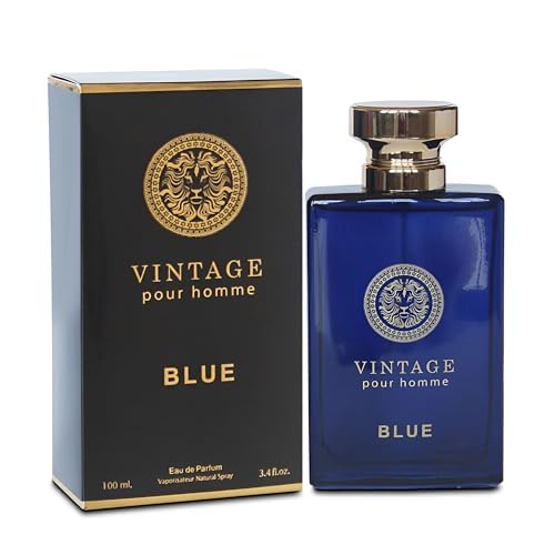 Vintage Blue Cologne for Men/Eau de Parfum Natural Spray 3.4 Fl Oz Perfume for Men Suitable for All Skin Type Fragrance Daily Used
