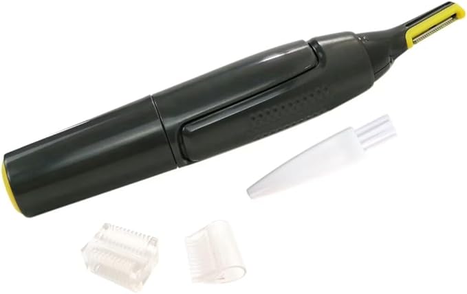 USonline911 2025 New Hair Trimmer Shaver Clipper for Men Women Ear Neck Eyebrow Trimmer Shaver Man Clean Trimer Razor 2 x Brush Heads & 1 x Hair Brush Gray Non-Slip G rip