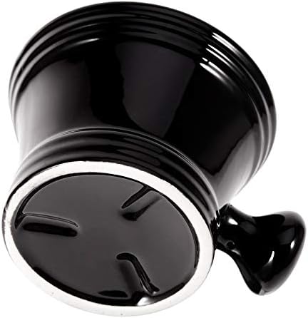 Ceramic Shaving Soap Bowl Kit For Men, Pure Badger Shaving Brush, Shaving Cream Soap, Wide Mouth, Ceramic Black Shaving Soap Bowl/Mug with Knob Handle