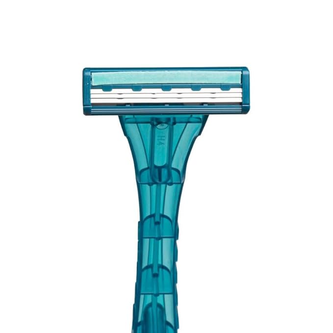 DawnMist Triple Play Razors – Triple Blade with Lubricating Strip, Single Edge, Teal, 2 Pack (20 Count)