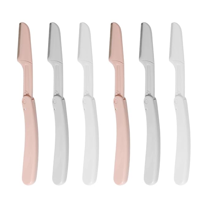Ipetboom 6pcs Folding Eyebrow Trimmer Hair Remover Eyebrow Shaver for Women Facial Hair Razor Face Shaver Epilator Brow Razor Ladies Facial Eyebrow Shaper Foldable Blade Synthetic Resin, 15x1.3cm