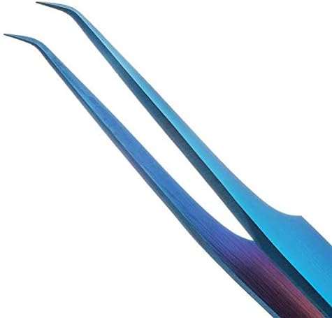LivBay Lash - Blue Magic Eyelash Stainless Steel Tweezer for Volume Lash Extensions | Curved Tip | False Lash Applicator Tool (Professional Use Only)