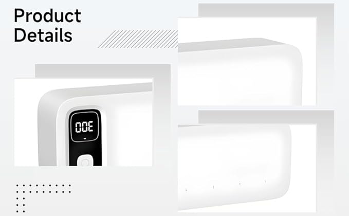 5-Slot Toothbrush Sterilizer, Sunshine-C Wall Mount Bathroom Sanitizer With Digital Display, Rechargeable 2000Mah Battery