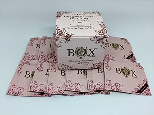 Cleansing Towelettes Organic Essential Oils Biodegradable (Rose) 12 Pack For Face and Body - Wet Wipes