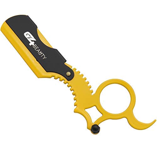 G4 Universal Replaceable Half Blade Straight Razor with 100 Blades, Professional Single Ring Barber Single Edge Shave Razor (Yellow)
