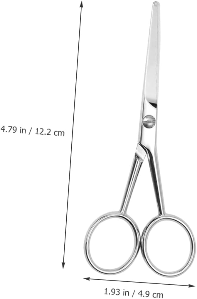 Skid Stainless Steel Mustache Scissors for Men Toothed Beard Grooming Trimmer Scissors with Durable Silver Finish for Accurate Facial Hair Cleaning