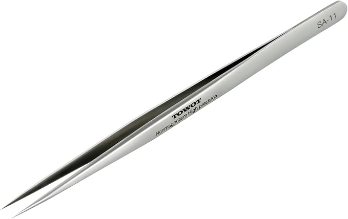 TOWOT Precision Tweezers, Stainless Steel Pointed Tweezers for Craft, Electronics, Soldering, Experimental Work, Jewelry-Making, Non-Magnetic Industrial Tweezers