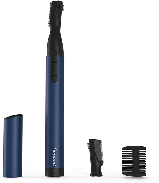 Upgraded Eyebrow Trimmer for Men, Precision Detailer Battery-Operated Eyebrow Razor and Shaper, Electric Facial Hair Trimmer with Comb, Dual-Blade Grooming Tool, No Pulling Sensation