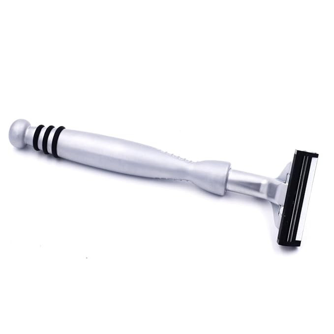 Taconic All‑Metal Heavyweight Chrome Razor – Gillette® Atra-Compatible Twin Blade Handle with 10 Pivot Plus Personna Blades, Ergonomic Grip, Durable Design