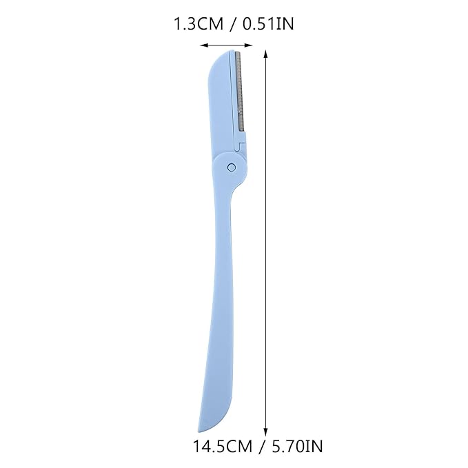 FOMIYES 10Pcs Foldable Stainless Steel Eyebrow Razors for Women, Portable Facial Hair Removal Trimmer with Plastic Handle, Blue
