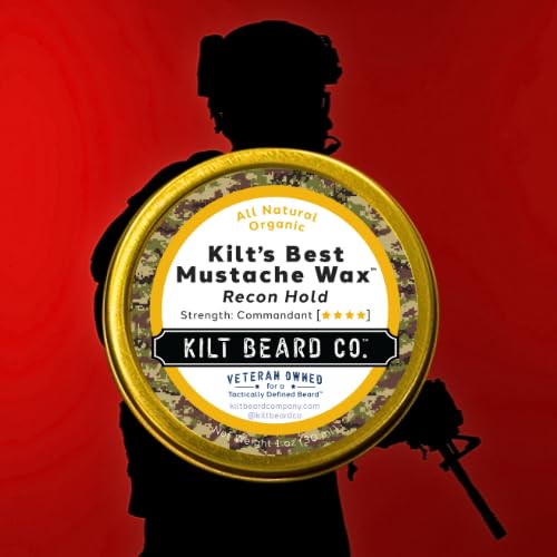 Recon Hold Mustache Wax- Strong Hold for Competition & Precision Styling- Miltiary- Grade, Non- Sticky, High Heat Tolerance- Unscented, All- Natural & Organic- Beeswax & Carnauba Wax