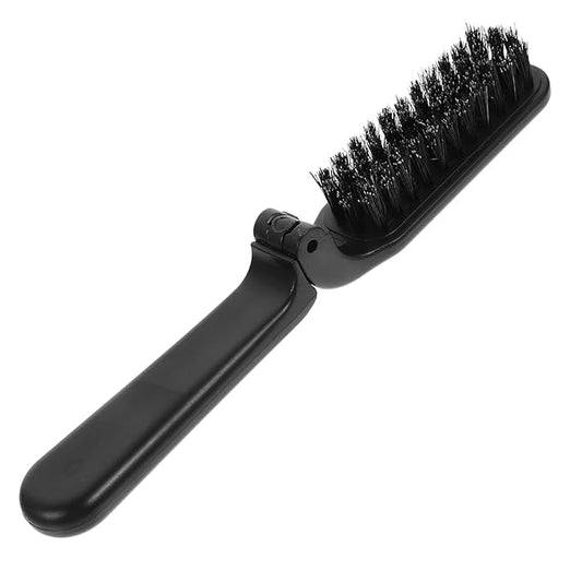 Folding Beard Brush Travel Mustache Brush with Stiff Boar Bristles for Men Compact Portable Grooming Tool for Beard Styling and Oil Distribution