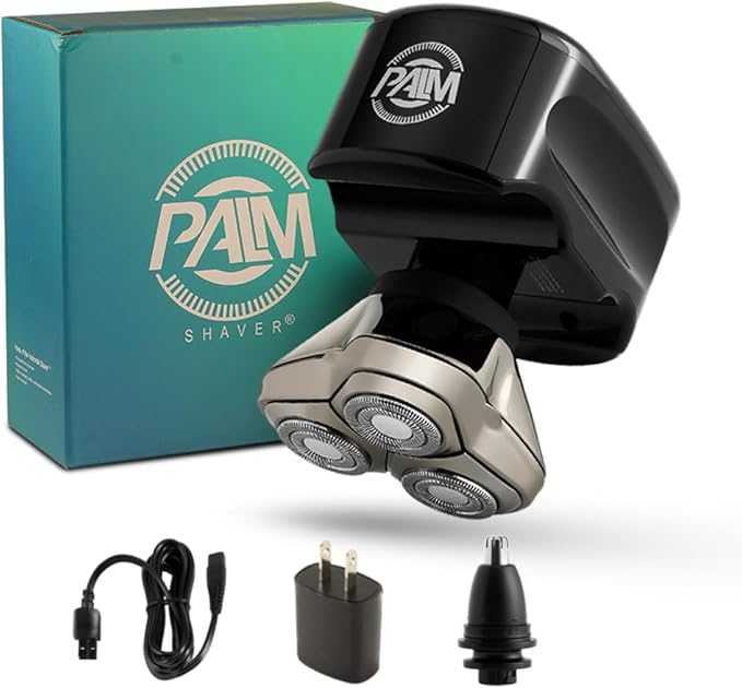 Skull Shaver Palm Shaver for Men - Head & Face Razor - Ergonomic Design - Waterproof Cordless Razor - Travel Friendly - Grooming Gift for Bald Men