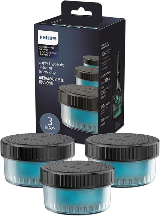 Philips Cleaning Solution for Electric Shaver S5000 S7000 S9000 S9000 Quick Clean Pods Cartridges Lemon Scent 160ml 3 Pack (About 9 Months) CC13/51