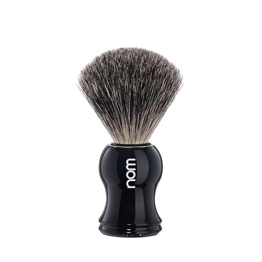 MHLE NOM Gustav Shaving Brush | Pure Badger Shave Brush for Shaving Soaps and Creams | Exfoliating Shaving Brush | Black Handle