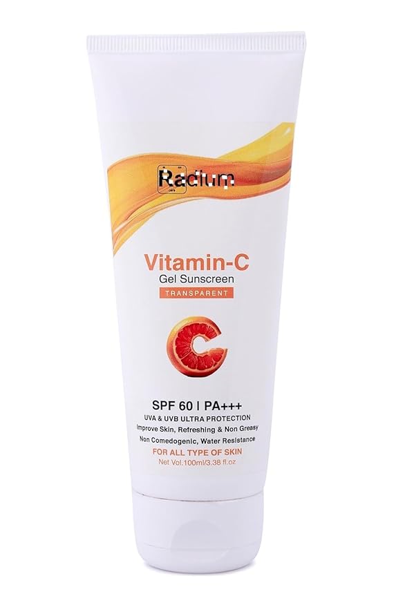 Vitamin-C Gel Sunscreen Transparent | SPF 60 | PA+++ | Ultra Protection | Dermatologically Tested | Improves Skin, Refreshing & Non-greasy | All Skin Types | Men & Women | 100ml