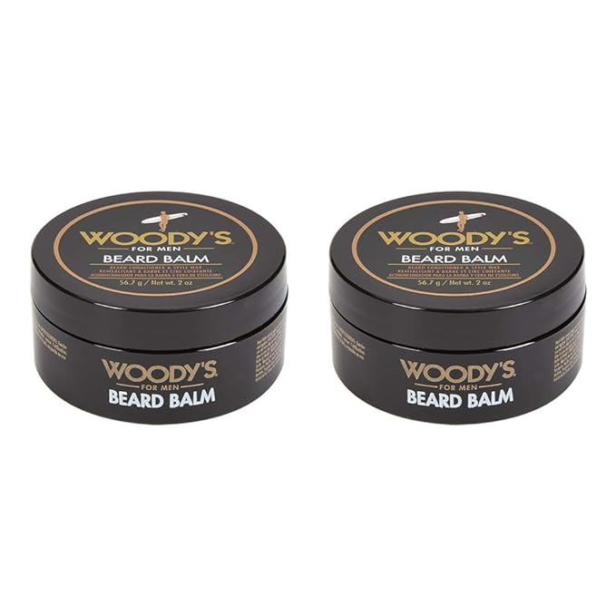 Woody's Beard Balm for Men - Facial Hair Conditioner & Beard Softener for Men, Leave-in Moisturizer, Beards Wax, 2 Oz, 2 Pack