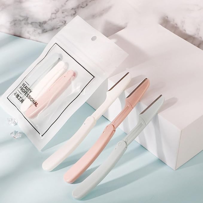 Ipetboom 6pcs Folding Eyebrow Trimmer Hair Remover Eyebrow Shaver for Women Facial Hair Razor Face Shaver Epilator Brow Razor Ladies Facial Eyebrow Shaper Foldable Blade Synthetic Resin, 15x1.3cm