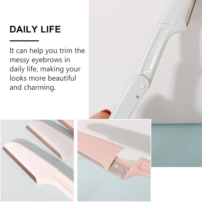 Ipetboom 6pcs Folding Eyebrow Trimmer Hair Remover Eyebrow Shaver for Women Facial Hair Razor Face Shaver Epilator Brow Razor Ladies Facial Eyebrow Shaper Foldable Blade Synthetic Resin, 15x1.3cm