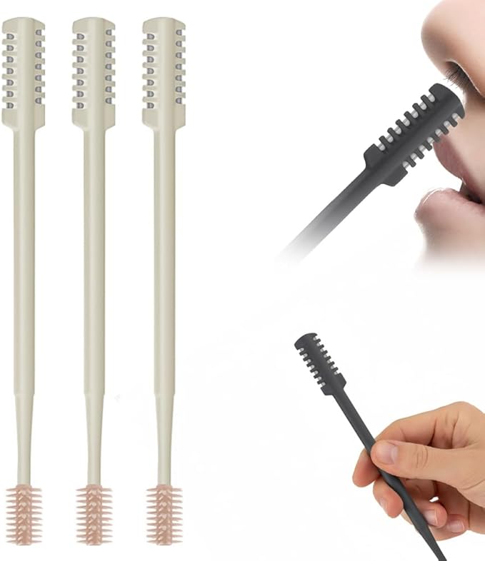Nasal Hair Cutter, 2026 Upgraded Double Sided Portable Nose Hair Trimmer for Women Men, Travel Essentials Washable Nose Hair Remover Grooming Tool (Beige, 3 Pcs)