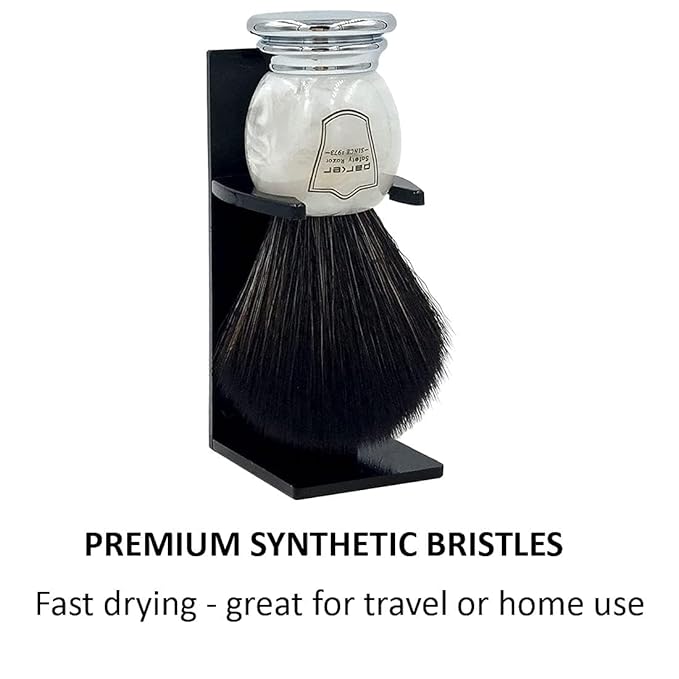 Parker Ultra Soft Synthetic Shaving Brush with Marbled Handle & Stand – 22mm Knot, Vegan, Fast-Drying, Cruelty-Free, Barbershop Quality, Gentle on Sensitive Skin, Builds Rich Cream & Soap Lather