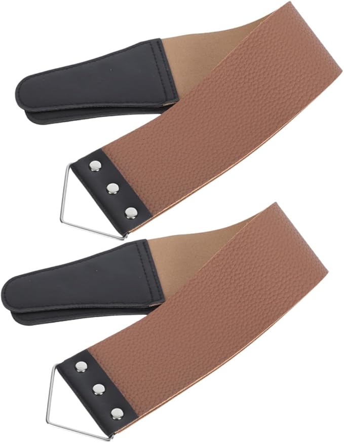 PartyKindom 2pcs Double-sided Shaver Sharpening Strop Practical Razor Strop for Barber Shops Home Use for Straight Razors Blades Easy to Hang Random Colors