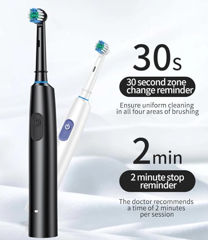 Magnetic Suspension Rotating Electric Toothbrush, 5 Modes Waterproof Sonic Cleaning, 8 Brush Heads and Storage Case for Traveling, Camping, Riding (White)