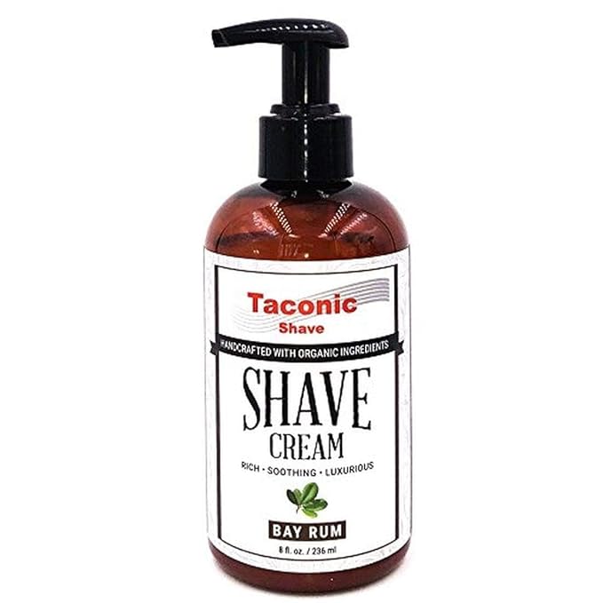 Taconic Shave, Natural Shaving Cream – Bay Rum - Ultra-Rich High Lather Formula – Natural Shave Cream for Men in 8 oz. Pump Bottle – Scented Shaving Cream