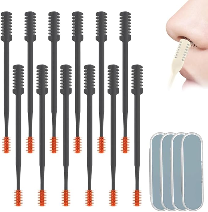 Nasal Hair Cutter, 2026 Upgraded Double Sided Portable Nose Hair Trimmer for Women Men, Travel Essentials Washable Nose Hair Remover Grooming Tool (Gray, 12 Pcs)
