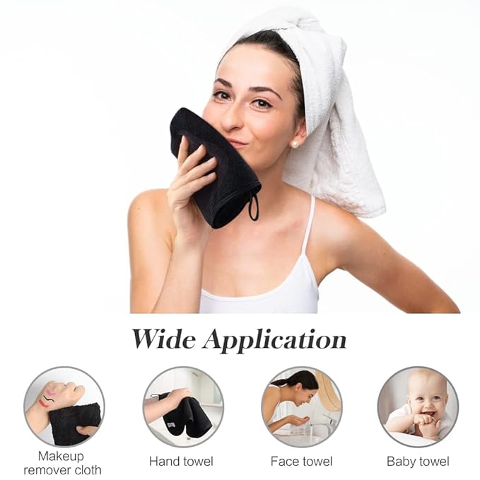 SINLAND Absorbent Coral Velvet Washcloth Ultra Soft Microfiber Face Towels 12 x 12 inch Multi-Purpose Face Cloths for Household and Sport