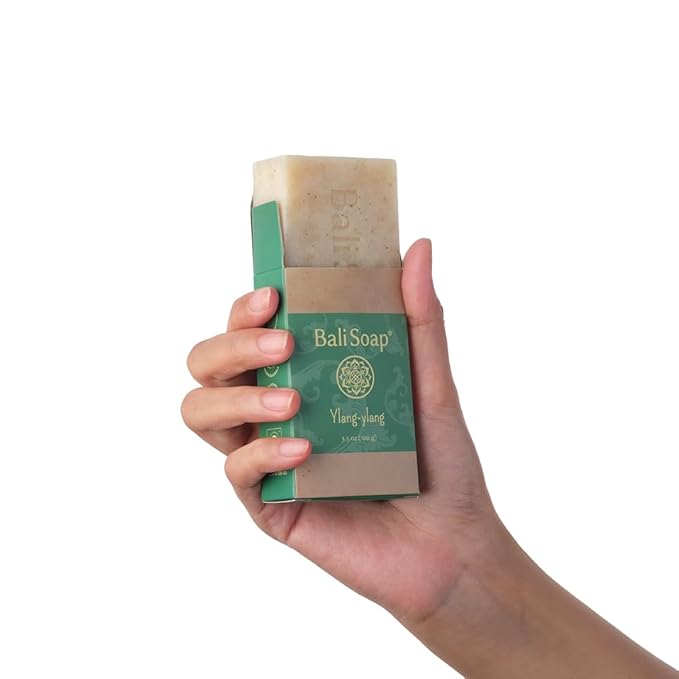 Bali Soap Ylang Ylang Natural Soap Bar for Men & Women, Vegan Handmade Exfoliating Body & Face Wash, Cold Pressed 3 Pack 3.5 oz Each, Gift Set, Moisturizing