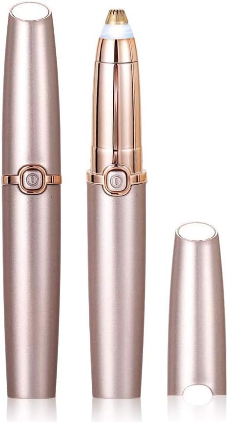 Eyebrow Hair Remover Razors, Painless Precision Eyebrow Trimmer, Portable Eyebrow Epilator Pen with Light and USB Charging, Cleaning Brush Included Eyebrow Hair Removal for Women