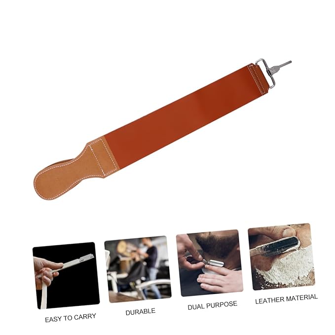 Beaupretty Leather and Canvas Double Layer Razor Strop Professional Straight Razor Sharpening Strap for Barbers Home Use Woodworking Tools