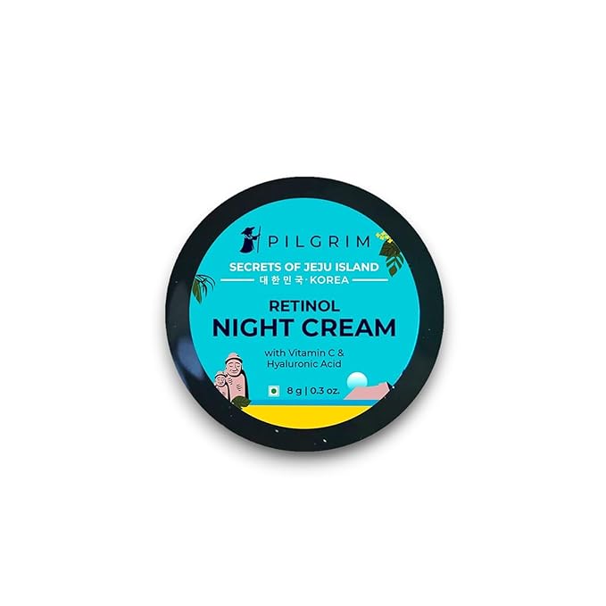 Pilgrim Retinol Mini Night Cream | Anti Aging Moisturizer with Vitamin C & Hyaluronic Acid | Hydrates, Smooths Wrinkles & Evens Skin Tone | Travel-Friendly | 0.28 Oz (8g)