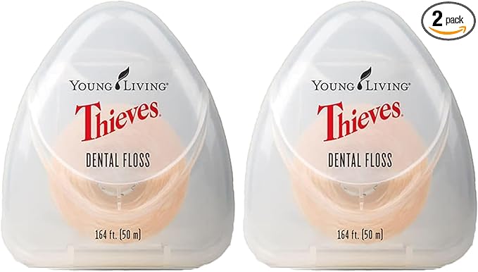 Young Living Thieves Dental Floss | 164 ft | Infused with Thieves Essential Oil Blend | Natural Waxed Floss for Daily Oral Hygiene, Fresh Breath, and a Naturally Clean Feeling (Pack of 2)