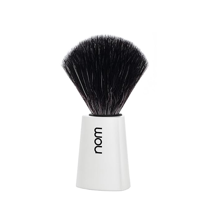 NOM Carl Shaving Brush | Vegan Shave Brush for Shaving soaps and creams | sustainable eco-friendly and reusable |Exfoliating Shaving Brush | White handle