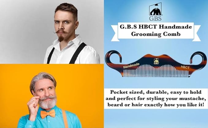 G.B.S Men's Grooming, Hand-made of Quality Cellulose Acetate, Anti-static No Cling No Snag Smooth Edges