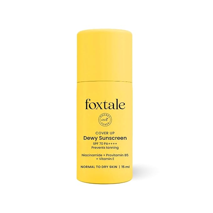 FoxxTale Niacinamide Dewy Sunscreen For All Skin Type Spf 70 Pa++++ | No White Cast | Non Greasy | Anti-Tan Formula | For Spot Depigmentation | Men & Women | 15 Ml